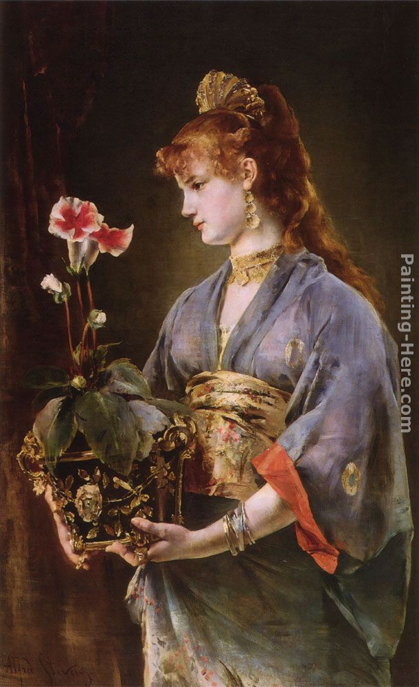 Portrait of a Woman painting - Alfred Stevens Portrait of a Woman art painting